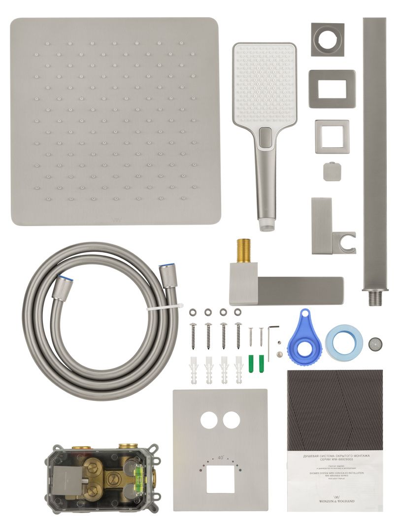 Приобрести душевая система с термостатом встраиваемая wonzon & woghand, брашированный никель (ww-88929003-bn)