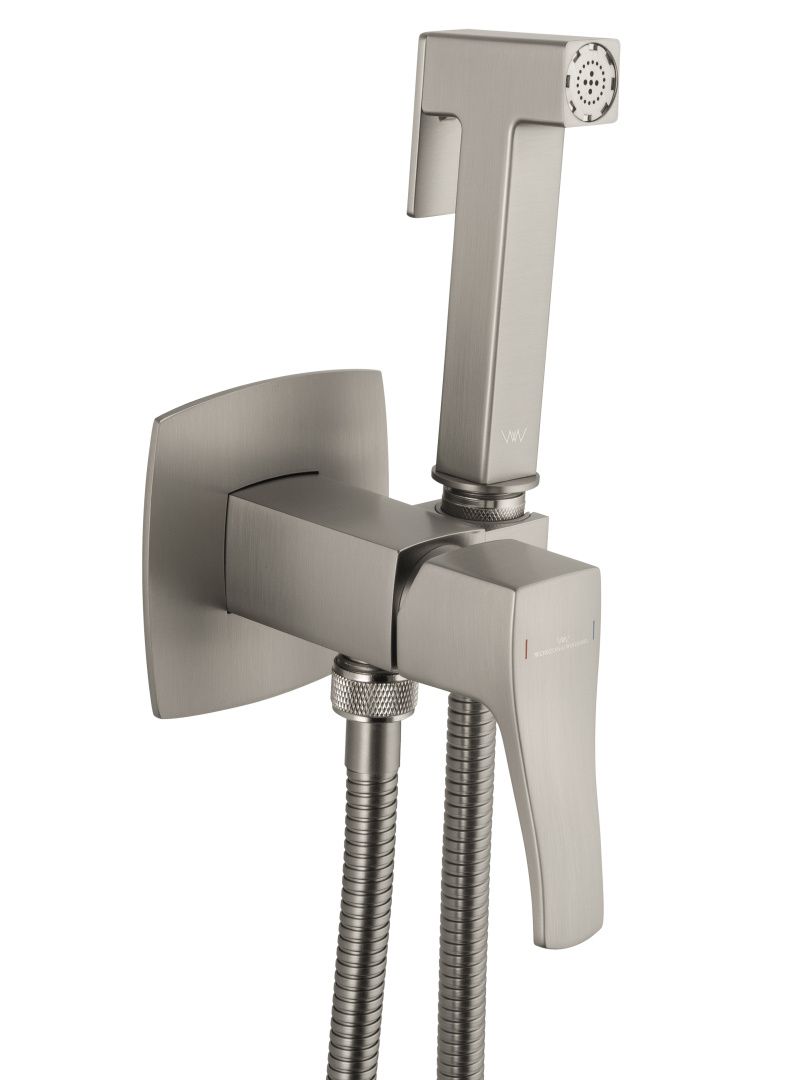 Приобрести смеситель с гигиеническим душем встраиваемый wonzon & woghand flex, брашированный никель (ww-88829072-bn)