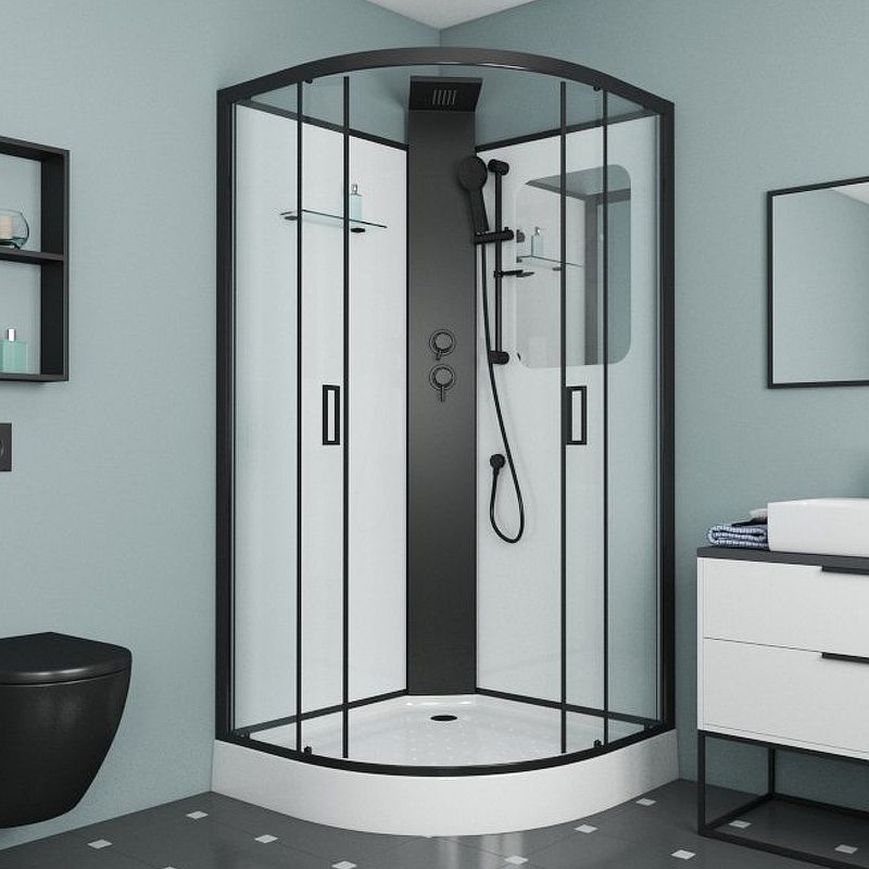 Приобрести grossman душевая кабина elegans 90х90 см, четверть круга, черный\ прозрачное gr251