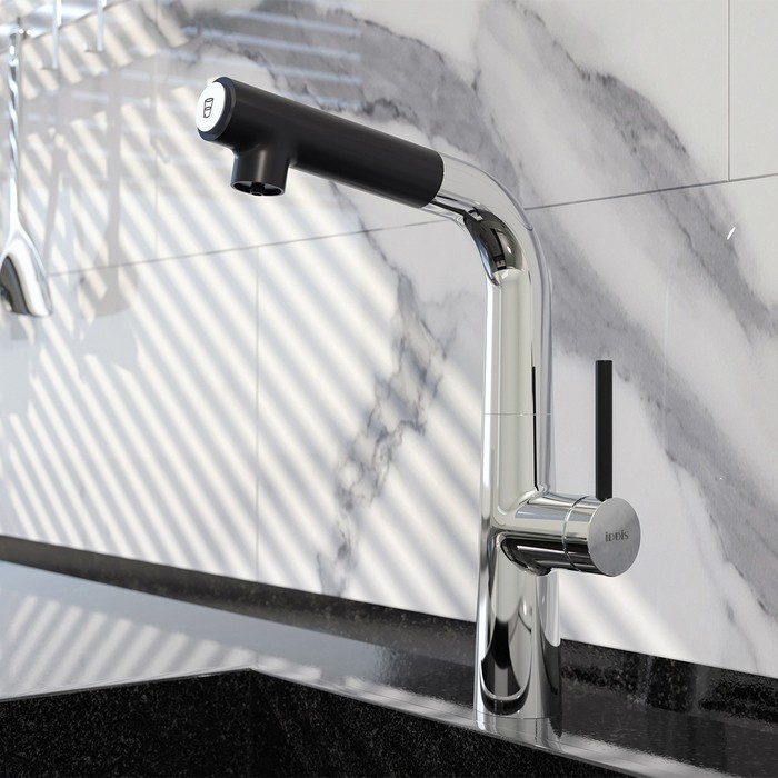 Приобрести iddis смеситель для кухни pure 341мм, черный\хром pursbfbi05
