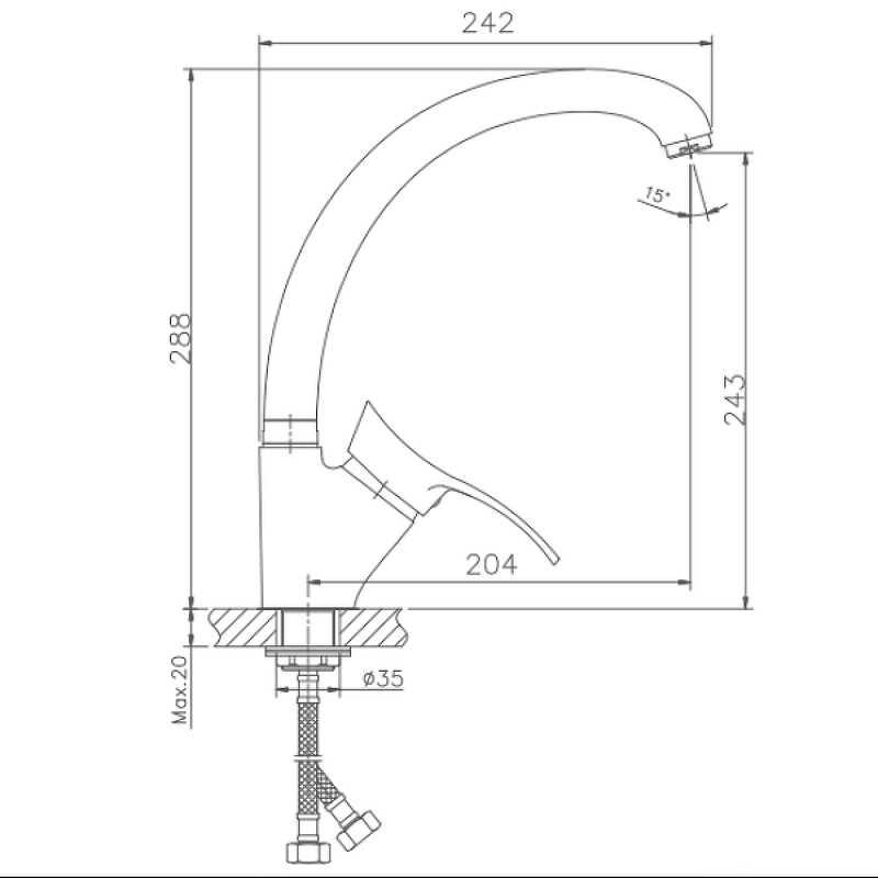 Приобрести haiba смеситель для кухни 288 мм, хром hb-4101-2
