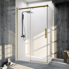 Veconi Душевое ограждение Rovigo 80х150 см, брашированное золото, прозрачное RV070G-15080-01-C4