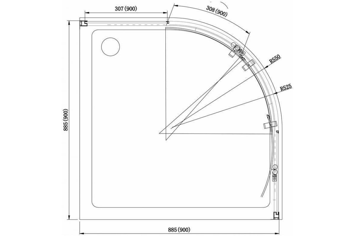 Приобрести aquanet душевое ограждение alfa naa2142 90x90, r550, прозрачное стекло