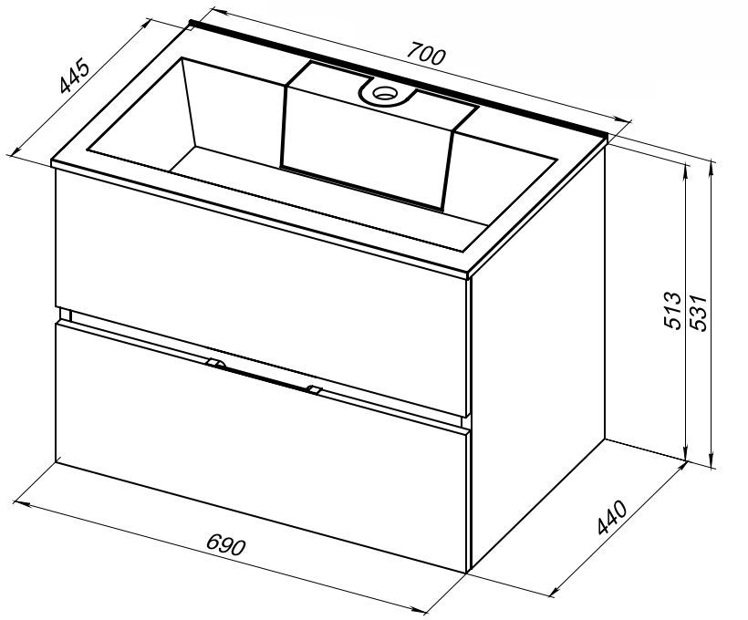 Приобрести aquanet тумба с раковиной алвита 70 см, белая