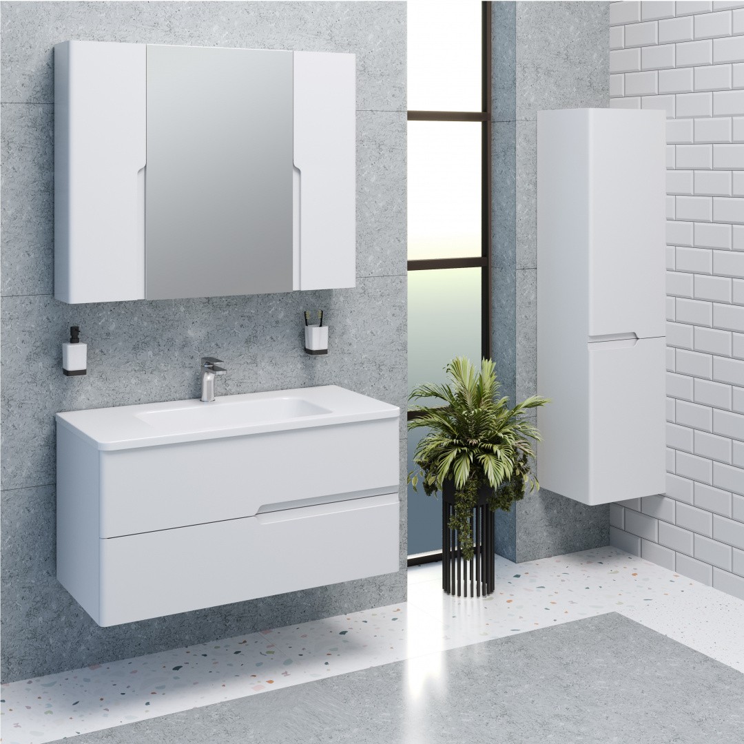 Приобрести aqua de marco тумба подвесная с раковиной palermo 100см, два ящика, белый 2100cpal/h; 2100palermo