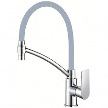 HAIBA Смеситель для кухни 406 мм, гибкий излив, серый\хром HB-72505