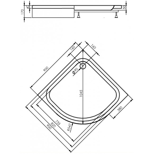 Приобрести душевой поддон alex baitler 90х90 см ab9017d-1