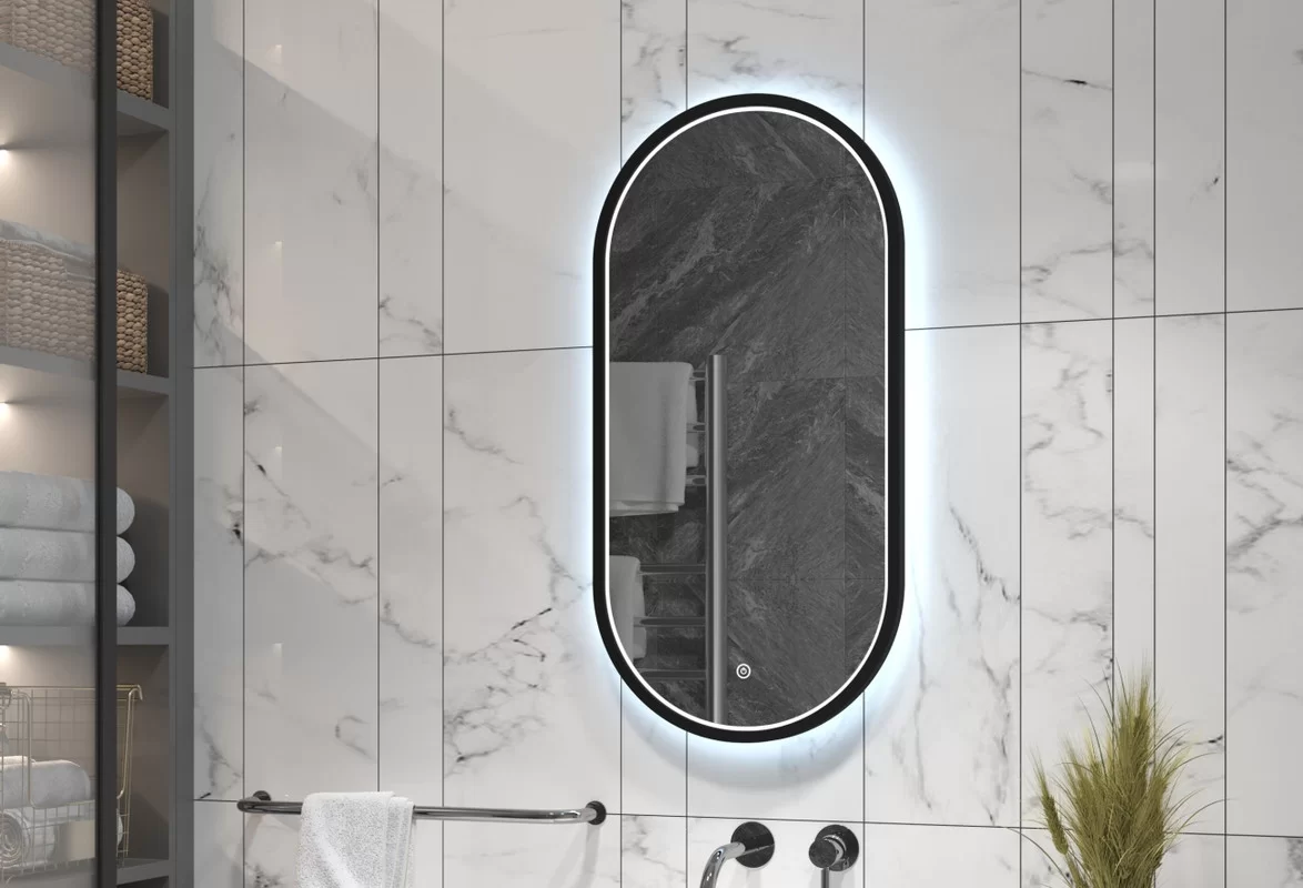 Приобрести continent зеркало с подсветкой delia black 40х80 см, черное