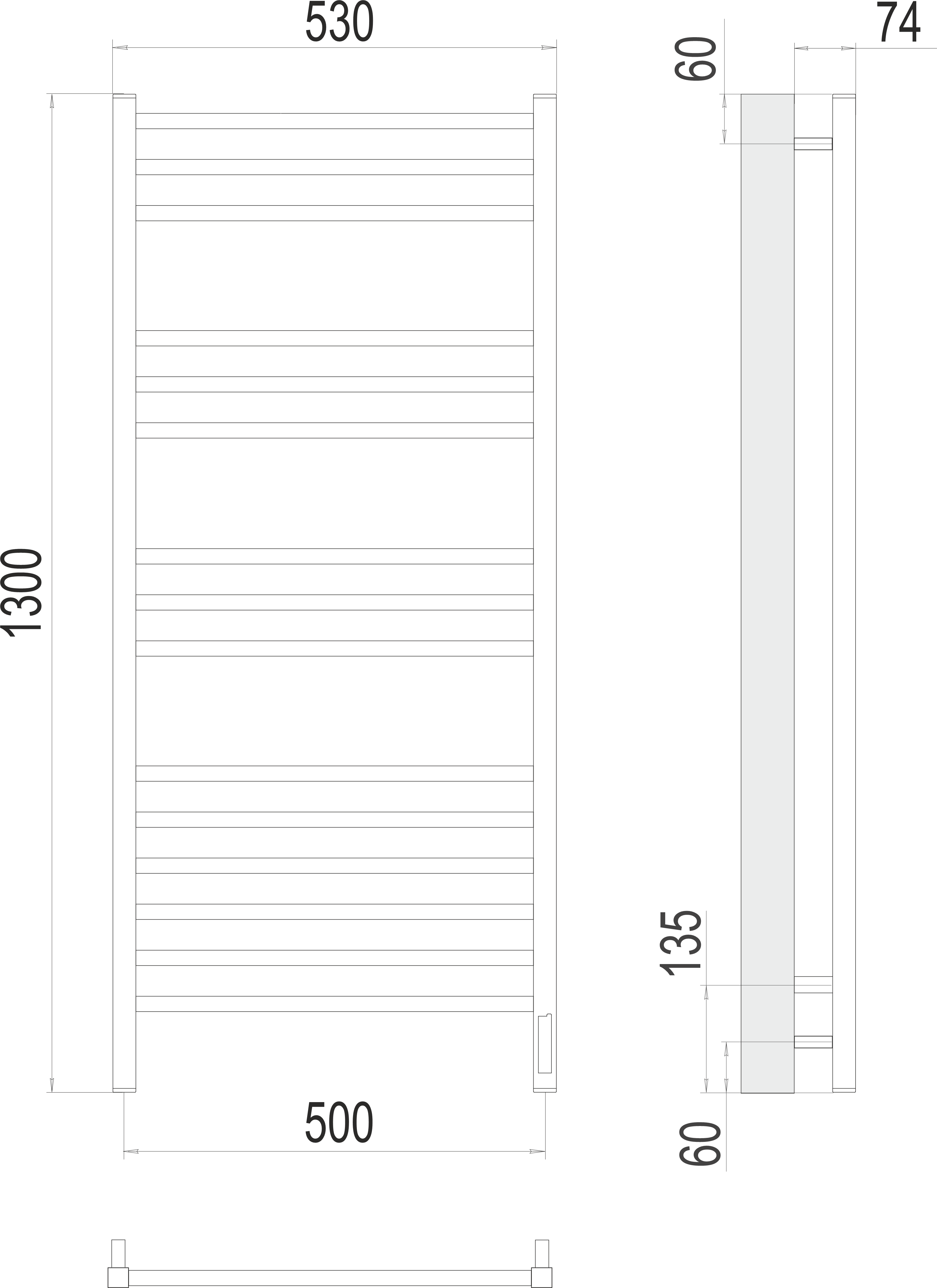 Приобрести полотенцесушитель 500х1300 мм электрический terminus ватикан п15 4670078526212