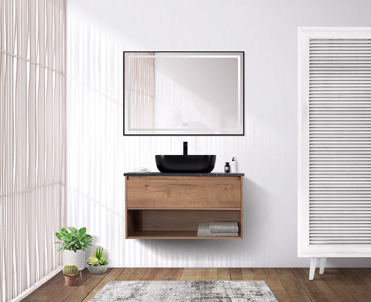 Приобрести belbagno тумба со столешницей kraft 100 см с ящиком и полкой, подвесная rovere tabacco