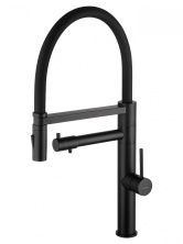 Смеситель для кухни с гибким изливом и подключением фильтра WONZON & WOGHAND, Черный матовый (WW-88458007-MB)