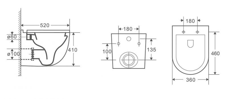 Приобрести унитаз подвесной безободковый с сиденьем ceramalux rimless 2198mb