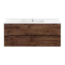 Vincea Тумба подвесная Mia 120 см, темное дерево с белой раковиной VMC-2MC120RW;VBS-13120