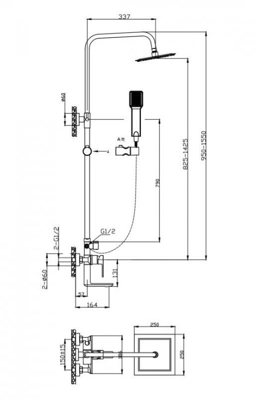 Приобрести belbagno душевая стойка romano, хром romano-vscm-crm