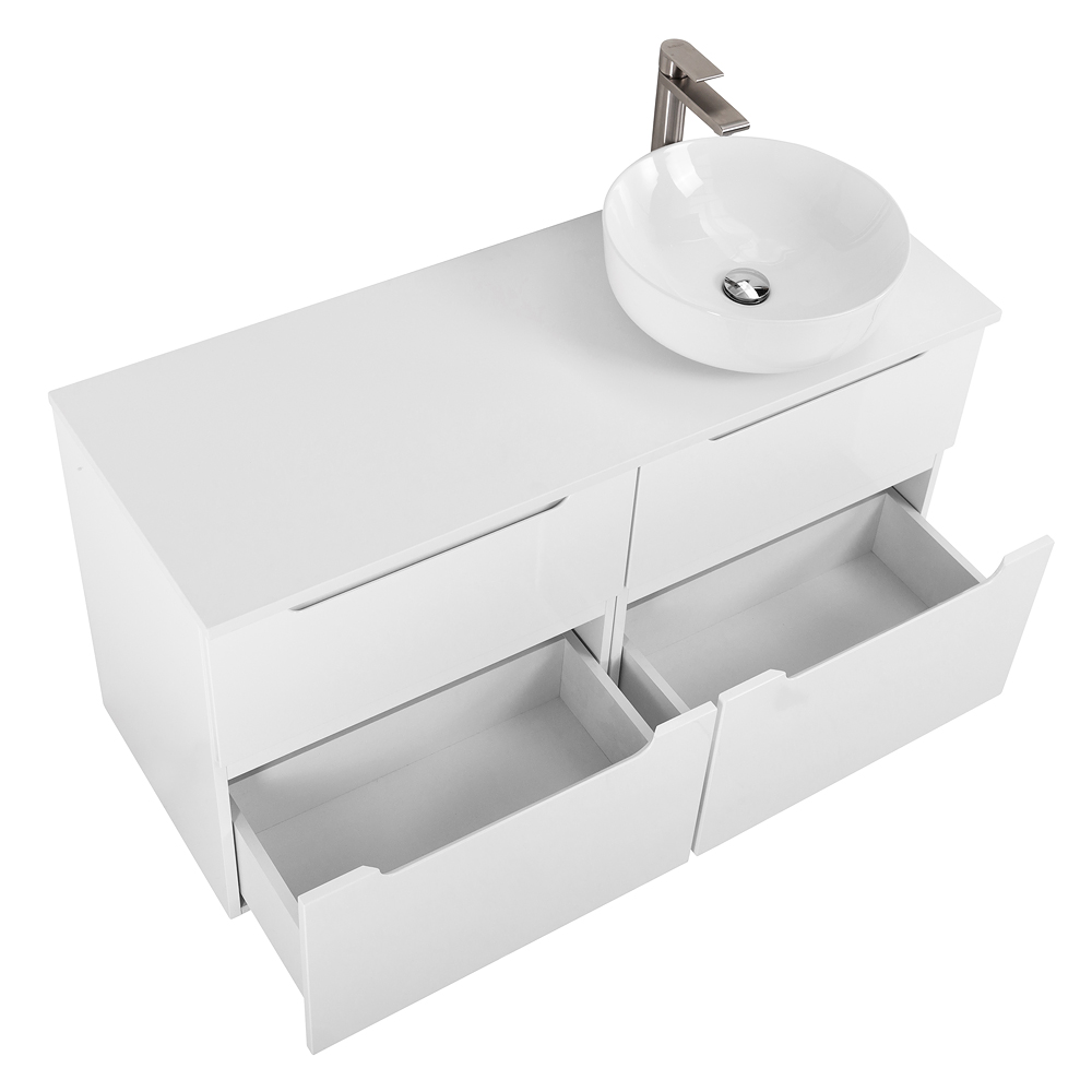 Приобрести belbagno тумба со столешницей etna-h60 120 см, подвесная bianco lucido, раковина справа