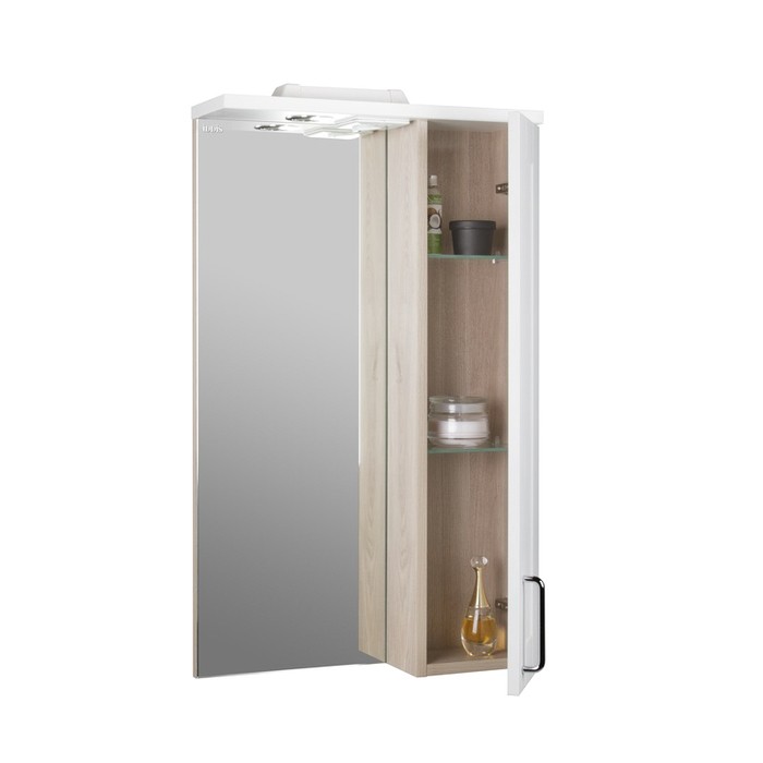 Приобрести iddis зеркало-шкаф sena 50х83,9см, с подсветкой, белый\под дерево sen5000i99