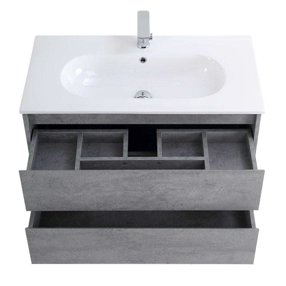 Приобрести belbagno тумба с раковиной kraft 100 см, подвесная cemento grigio, белая раковина