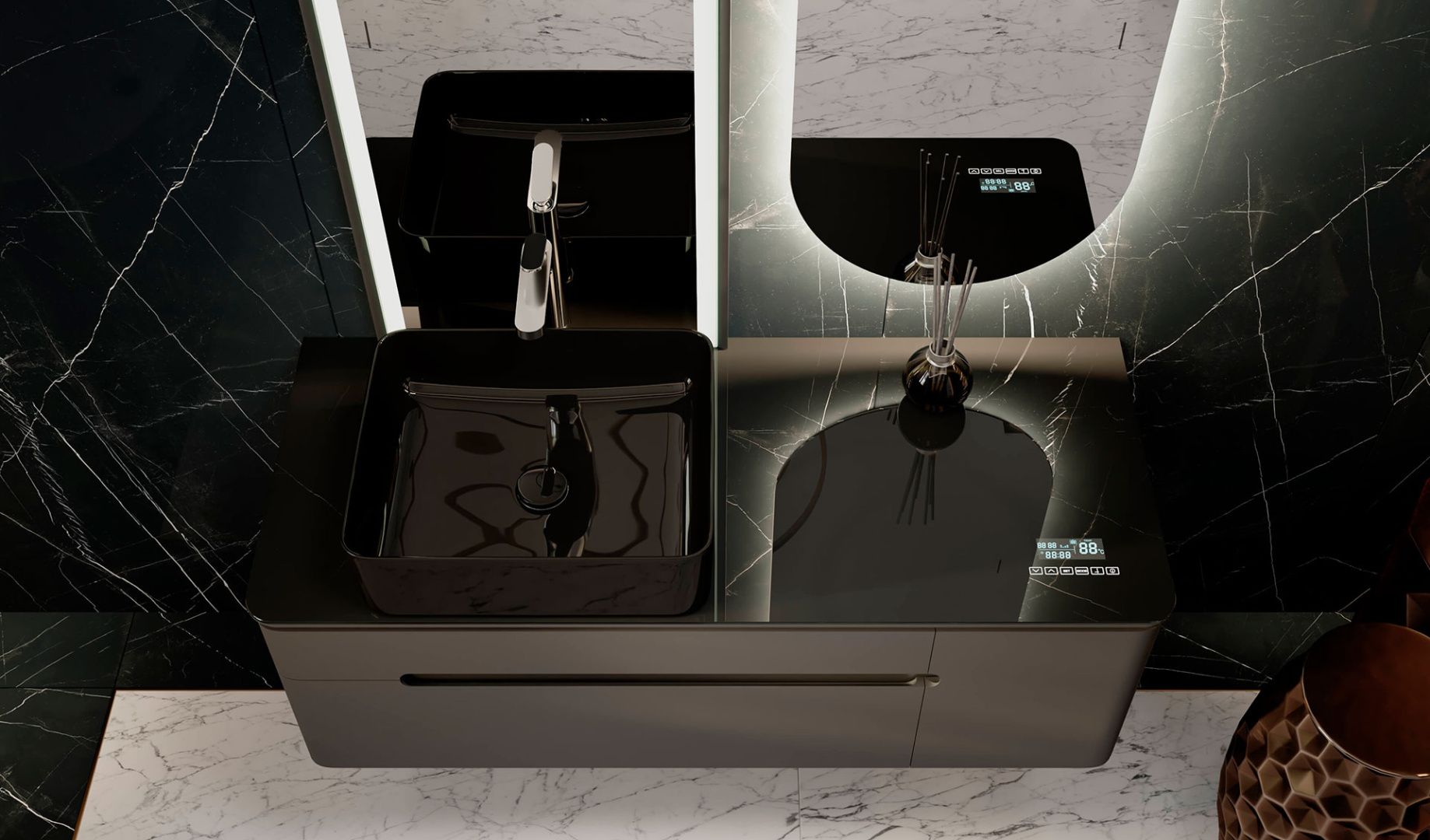 Приобрести jorno тумба подвесная shine 120 см со столешницей, bluetooth, антрацит