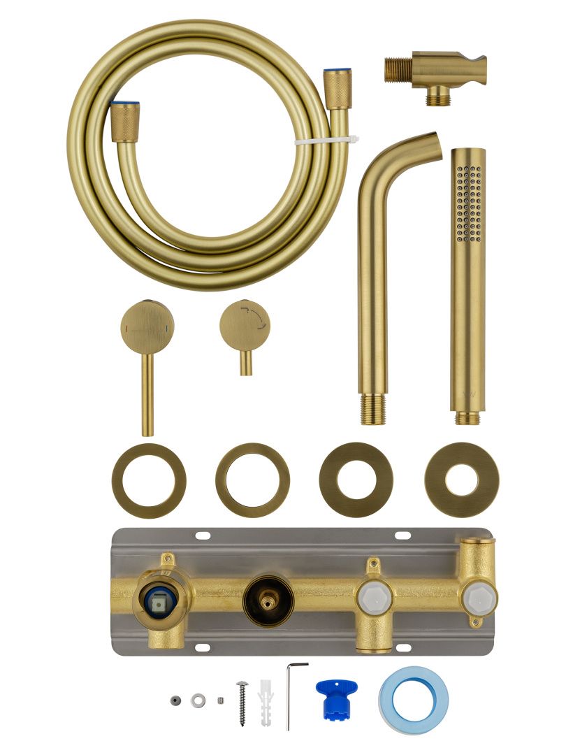 Приобрести смеситель для ванны встраиваемый wonzon & woghand stick, брашированное золото (ww-889017-bg)