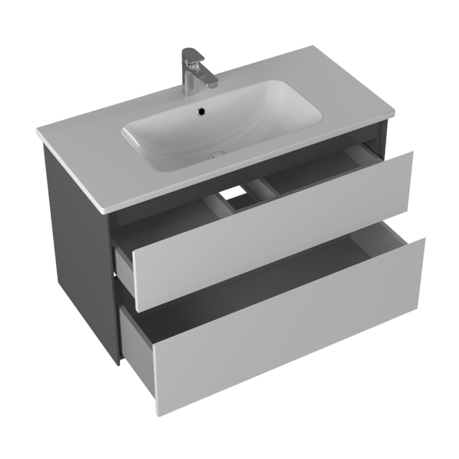 Приобрести briz тумба подвесная с раковиной bari 100 см, белая\серая т18-100