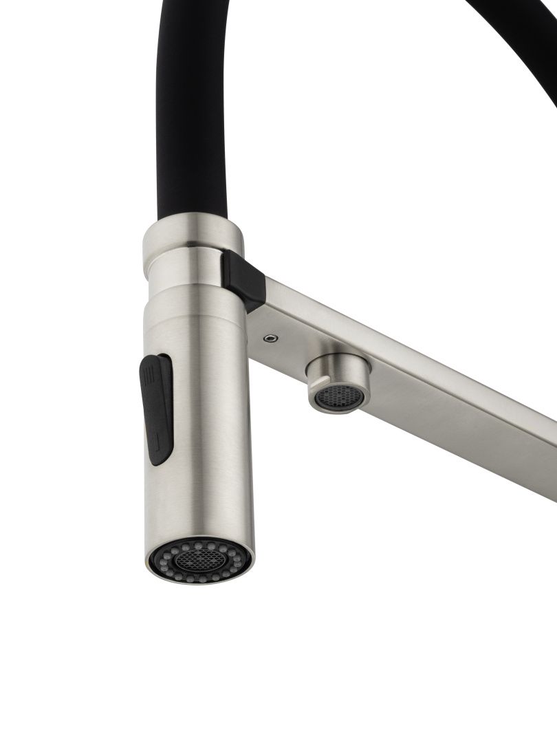 Приобрести смеситель для кухни с гибким изливом и подключением фильтра wonzon & woghand, брашированный никель (ww-88458009-bn)