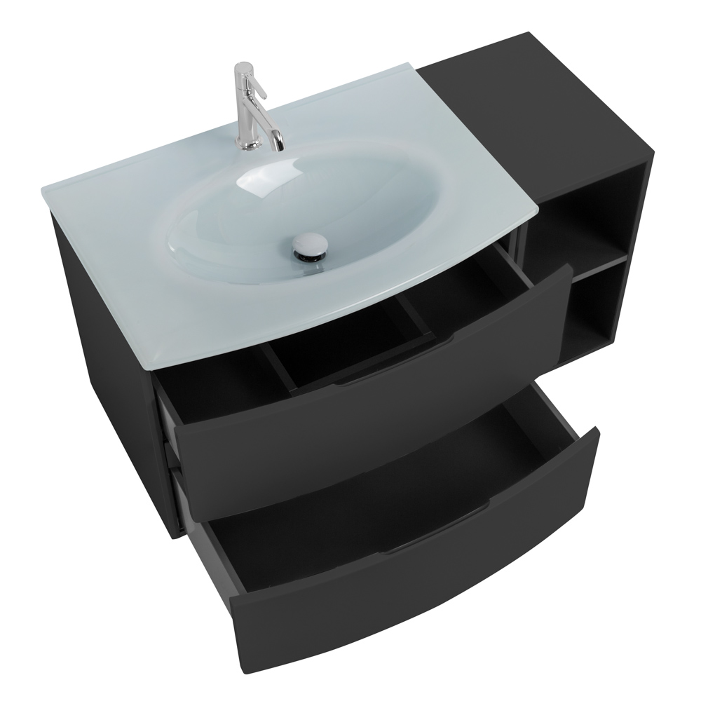 Приобрести cezares тумба подвесная с раковиной elettra 104 см grafite, стекло, графит 55522