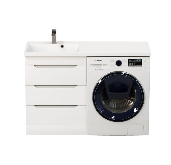 Приобрести mirsant тумба напольная soho quadro 60 см с раковиной столешницей fly 120 см под стиральную машину, правая ут000051567