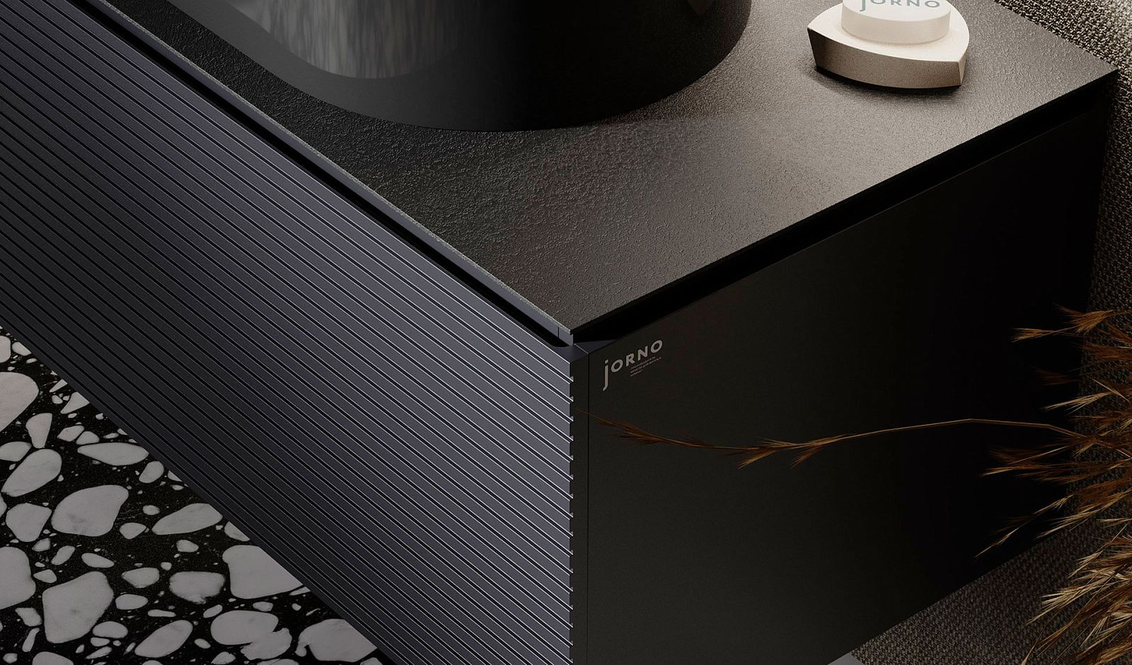 Приобрести jorno тумба подвесная stone 100 см со столешницей, антрацит