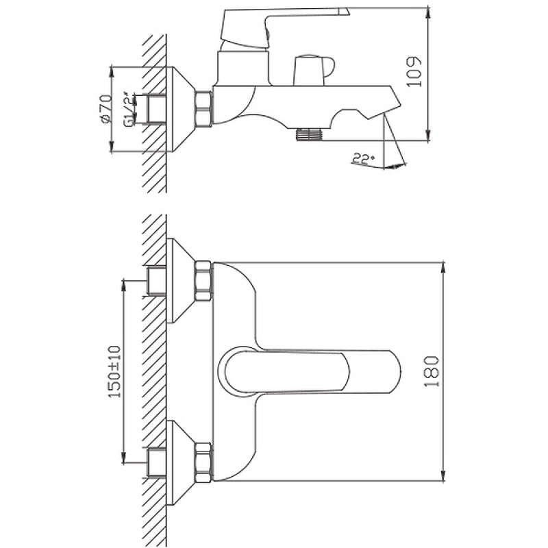 Приобрести haiba смеситель для ванны 230мм, белый\хром hb-60804