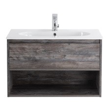 BelBagno Тумба c раковиной KRAFT 80 см, с одним ящиком и полкой, подвесная Pino Pasadena, белая раковина