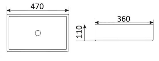 Приобрести раковина накладная ceramalux 47 см nc 9103mb