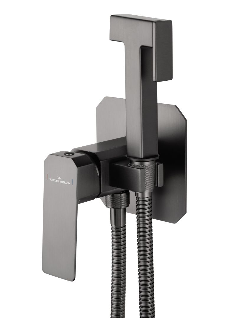 Приобрести смеситель с гигиеническим душем встраиваемый wonzon & woghand diamond, темный графит (ww-88829011-bgm)