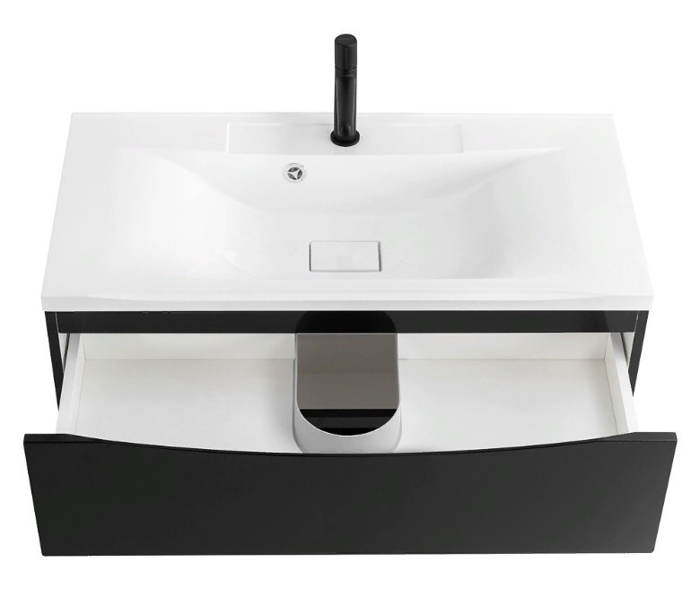 Приобрести тумба подвесная с раковиной belbagno marino-1000-2c-so-nl-p 100 см, nero lucido