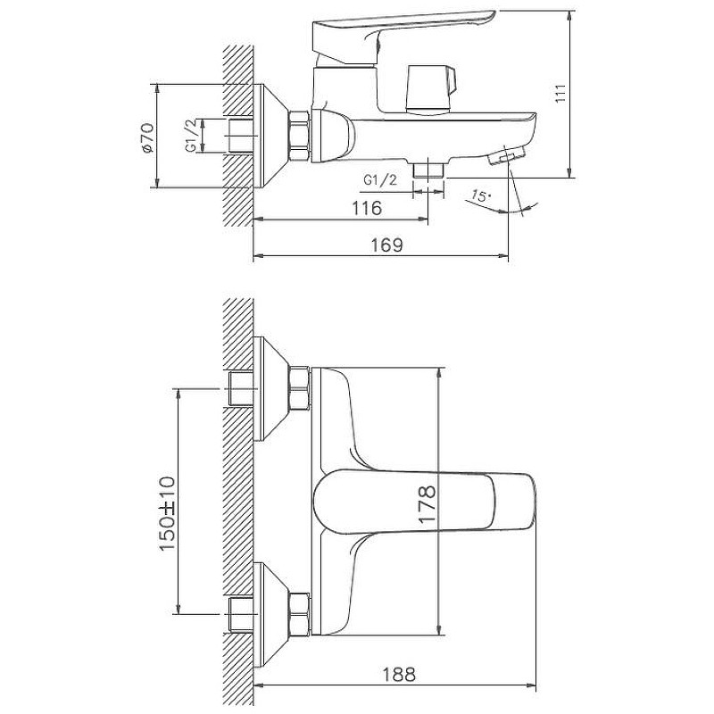 Приобрести haiba смеситель для ванны 178мм, хром hb-60198