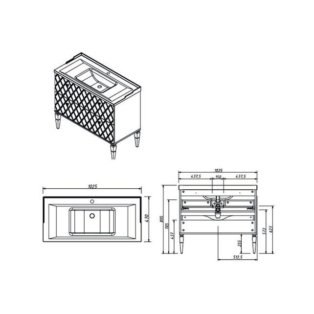 Приобрести caprigo тумба с раковиной roma 100 см, море