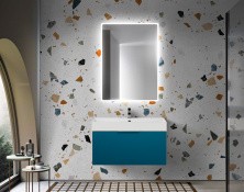 Cezares Тумба подвесная с раковиной PREMIUM 90 см Plisse Blu petrolio, голубая 55443