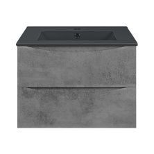 Vincea Тумба подвесная Mia 60 см, бетон с черный матовой раковиной VMC-2MC600BT;VBS-13960MB