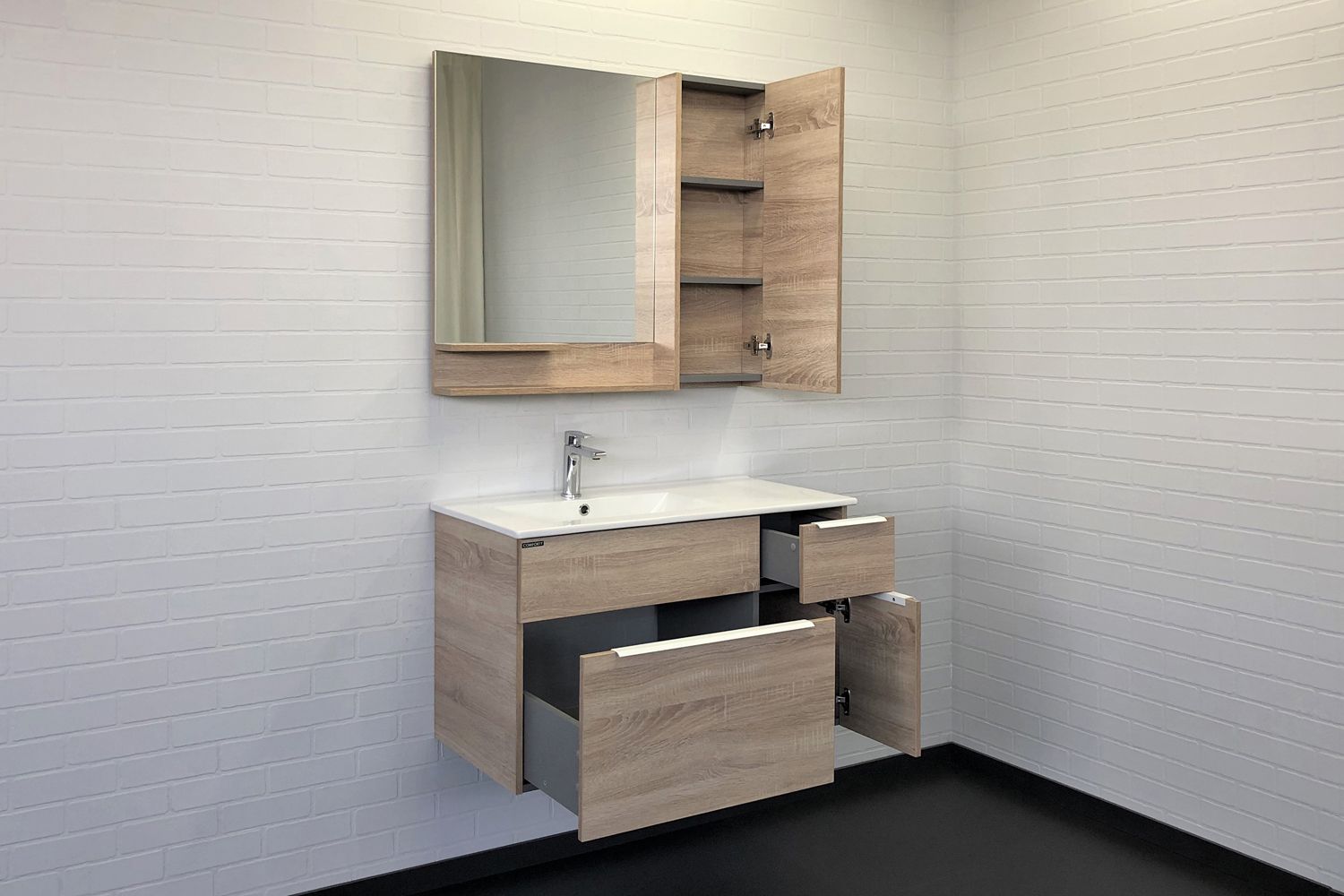 Приобрести сomforty зеркало-шкаф варна-90 дуб сонома