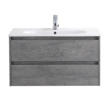 BelBagno Тумба с раковиной KRAFT 90 см, подвесная Cemento Grigio, белая раковина