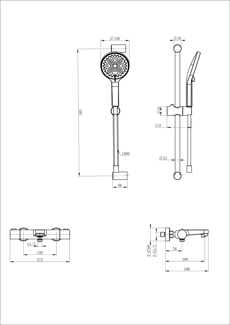 Приобрести смеситель для ванны с душевым гарнитуром и термостатом wonzon & woghand, хром (ww-c2018-a-cr)