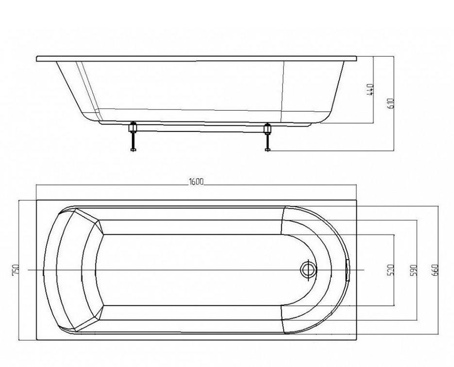 Приобрести акриловая ванна aquatek ника 160х75 см