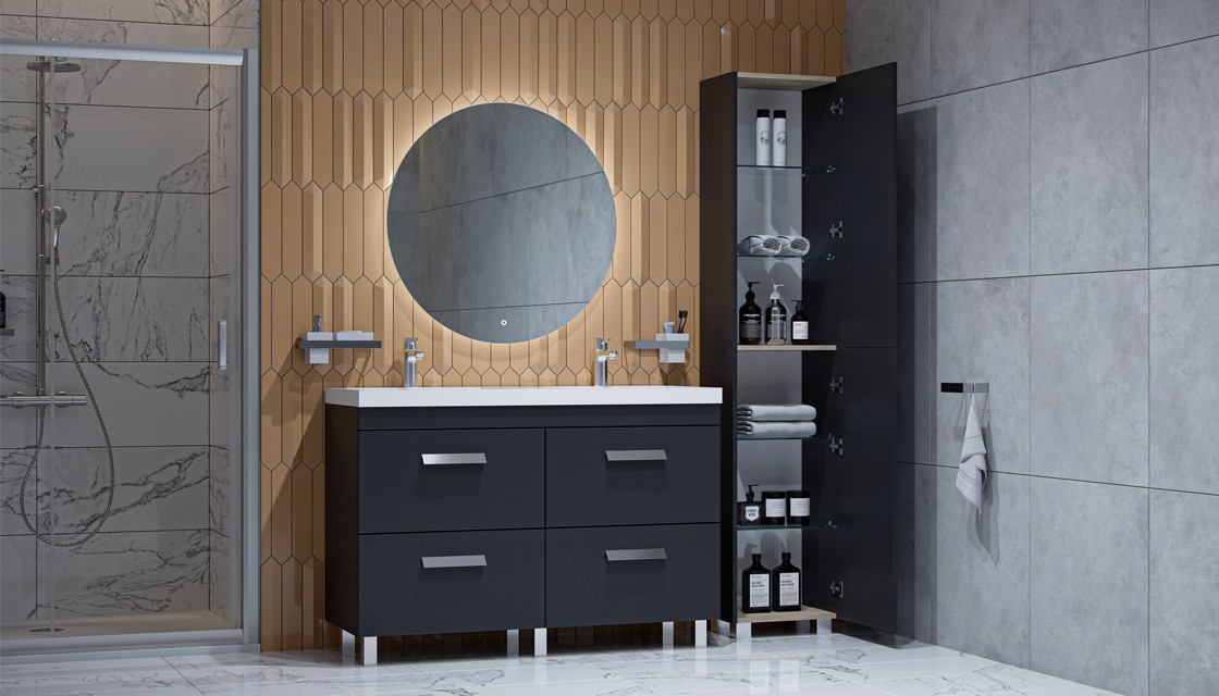 Приобрести пенал напольный velvex orlando 190 см, черный матовый, pnorl.190-232