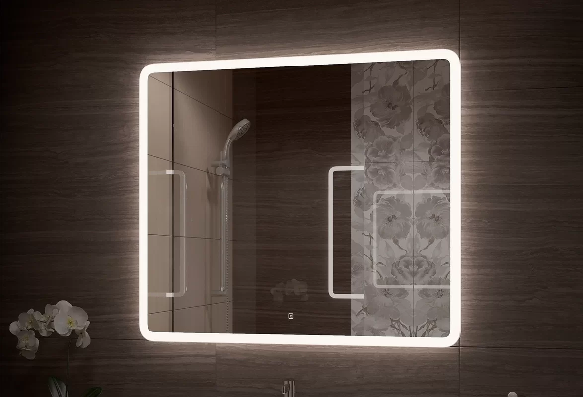 Приобрести continent зеркало с подсветкой demure 80х70 см, белое