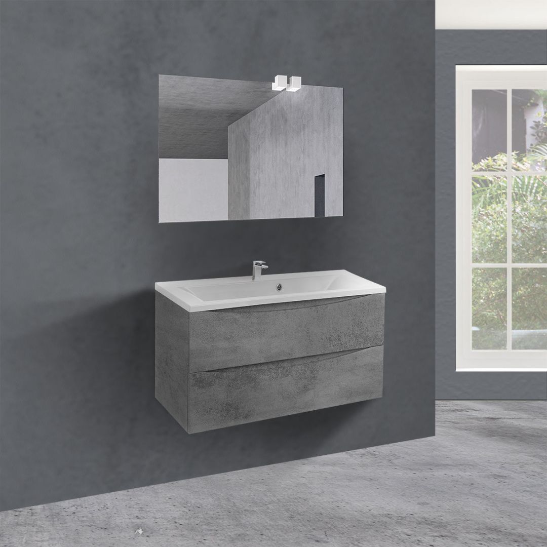 Приобрести vincea тумба подвесная mia 90 см, бетон с белой раковиной vmc-2ma900bt;vcb-3m900w