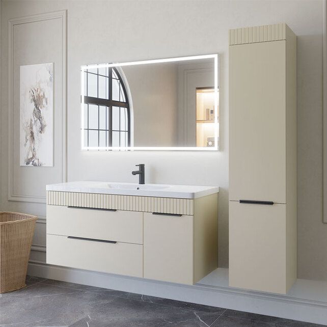 Приобрести caprigo тумба с раковиной monbar-smalty 120 см, правая, бежевая, эмаль