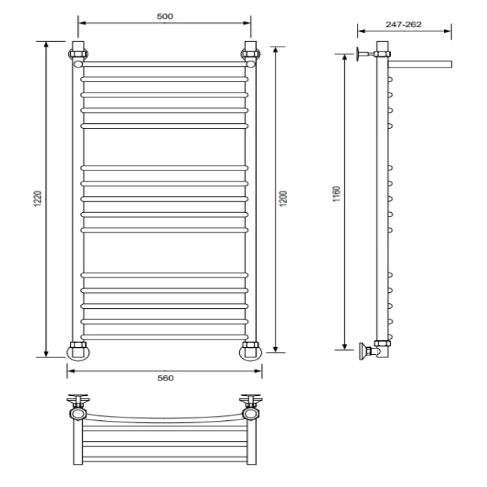 Приобрести veconi полотенцесушитель водяной nemi-b 50х120 см, черный n12050b-b