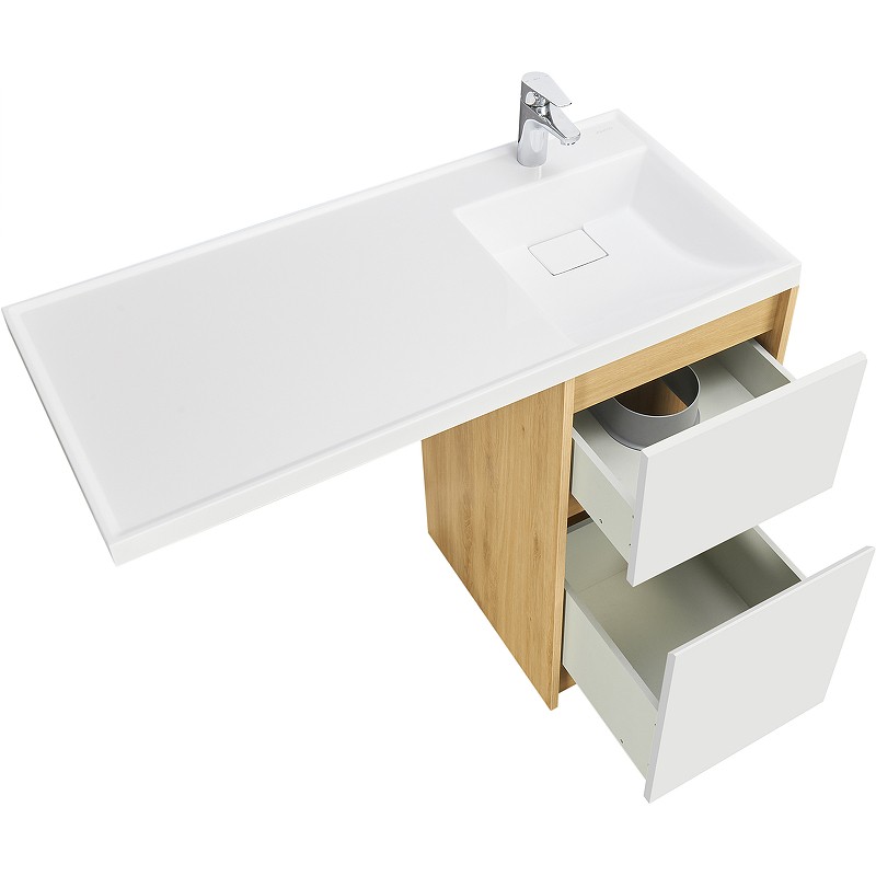 Приобрести тумба напольная с раковиной-столешницей акватон лондри 105 r/l, дуб сантана