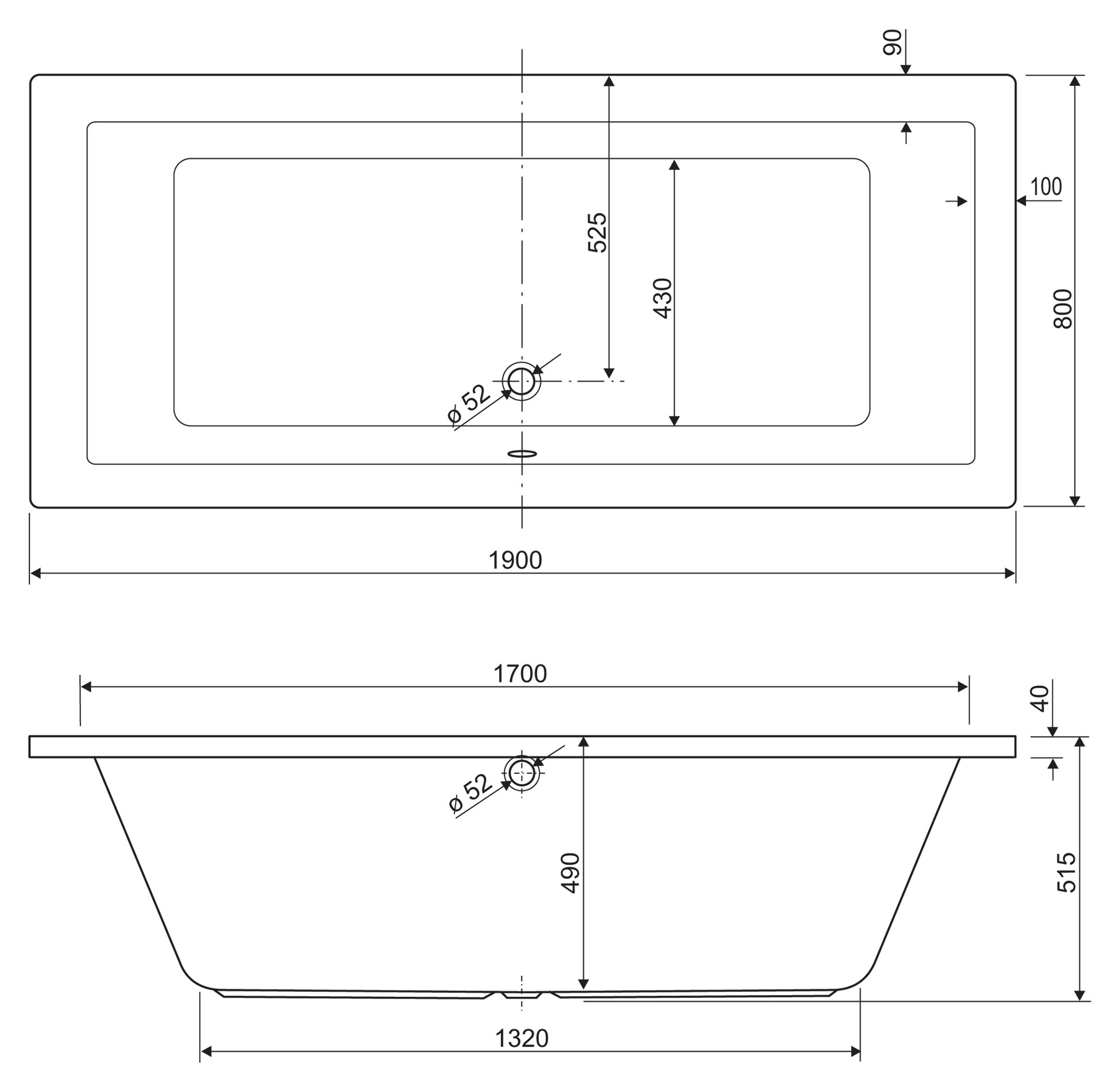 Приобрести cezares акриловая ванна plane 180х90 см, белая plane-190-80-49-w37