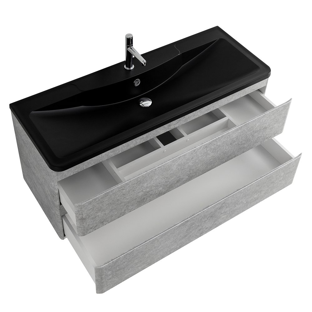 Приобрести belbagno тумба с раковиной albano 120 см, подвесная cemento verona grigio, чёрная раковина