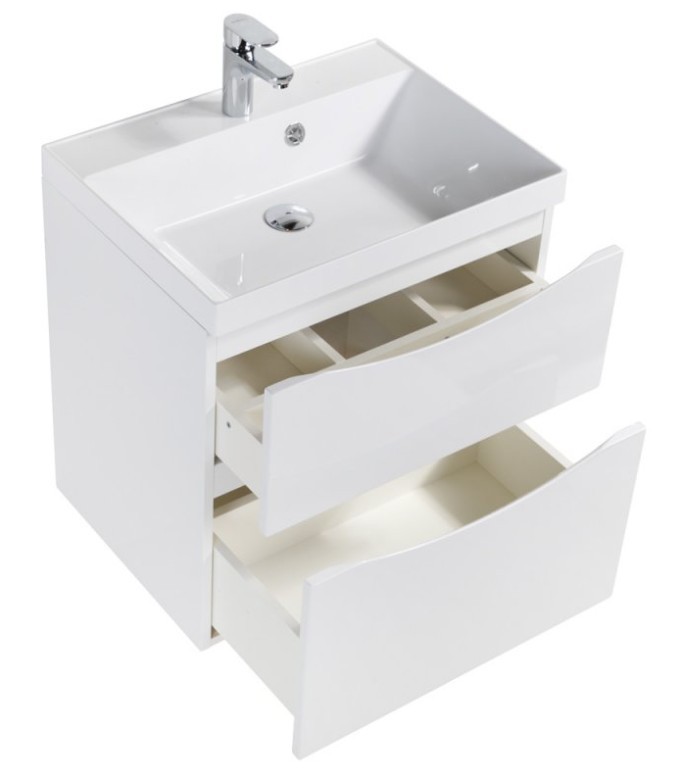 Приобрести тумба подвесная с раковиной belbagno marino-600-2c-so-bl-p 60 см, bianco lucido